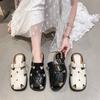 Baotou Half Slippers Women's Spring and Summer Outer Wear 2025 New Hollow Woven Pig Cage Shoes Flat Sandals Women