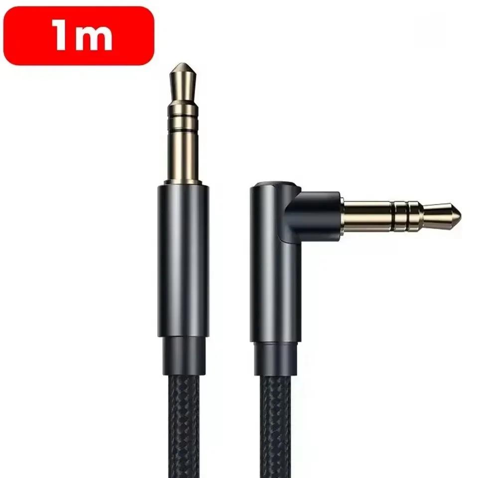 3.5mm Jack Audio Cable Male To Male 90 Degree Elbow Speaker Aux Wire Nylon Braided Cord for Samsung Xiaomi IPod Car Audio