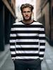 Polynesian Tribal Print Long Sleeve T-shirt, Trendy Casual Top