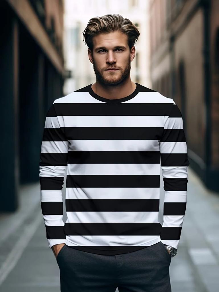 Polynesian Tribal Print Long Sleeve T-shirt, Trendy Casual Top