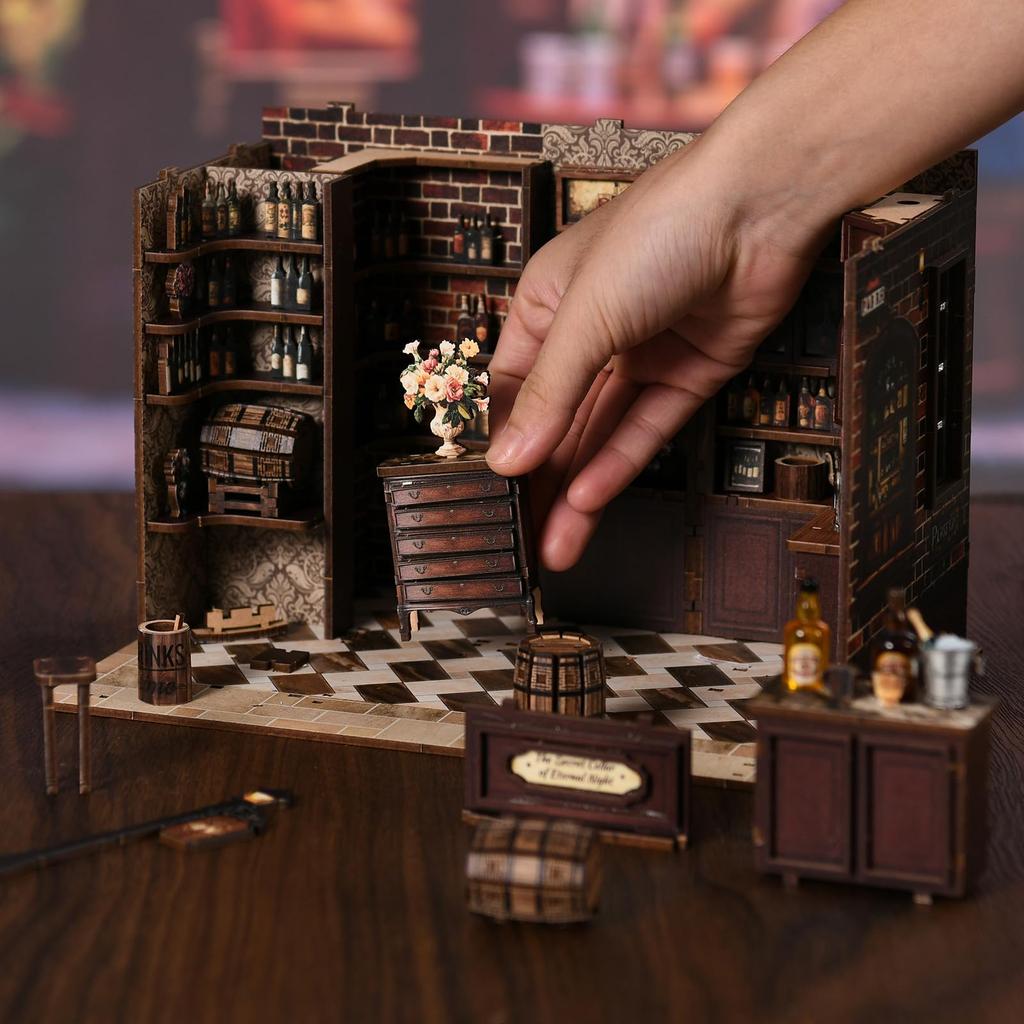 QmXCyzl Миниатюрный кукольный домик DIY для комнаты 3D Архитектурный Пылезащитный чехол Не входит Начинающие, Мебель, Декорация, Хобби, Модель, (Угловая таверна)