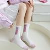 5Pairs Stripe Flower Cotton Socks Heart Cherry Socks Women Soft Mid Tube Socks  Girl