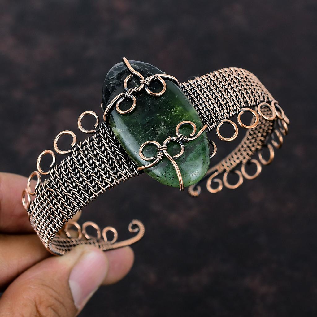 Vasonite Cuff Bracelet Copper Wire Wrapped Bangle Adjustable Cuff Bracelet Natural Gemstone Bangle Handmade Copper Wire Jewelry Gift For Her