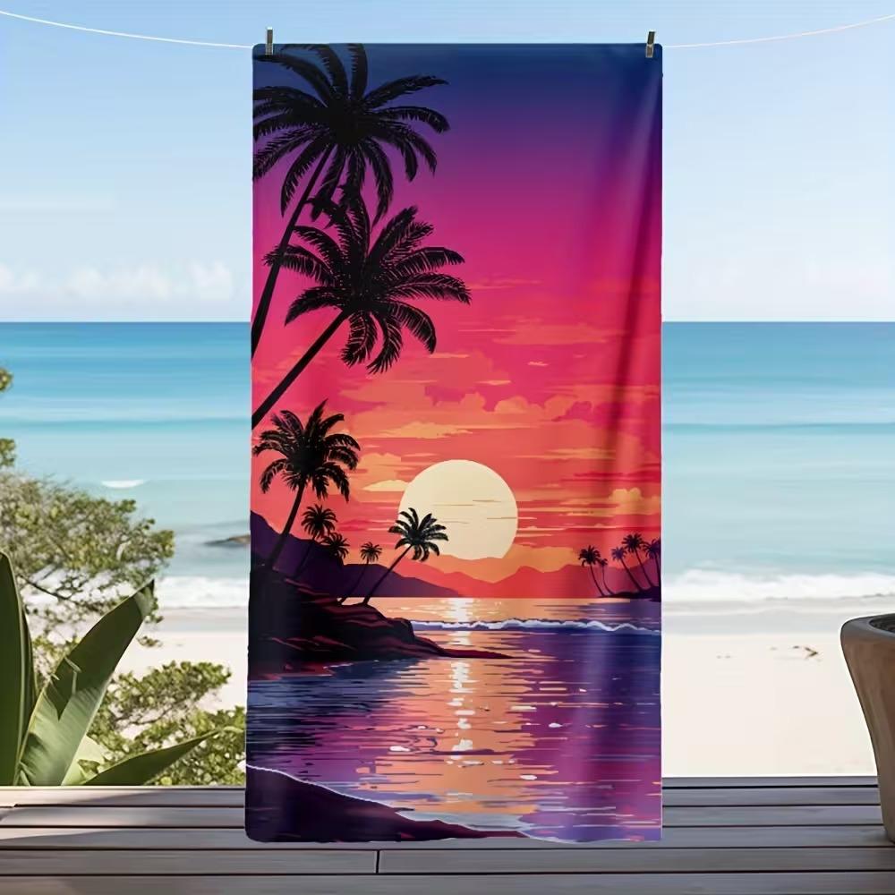 Beach Theme Beach Towel Starfish Shell Printing Microfiber Quick Drying Absorbent Large Bath Towel