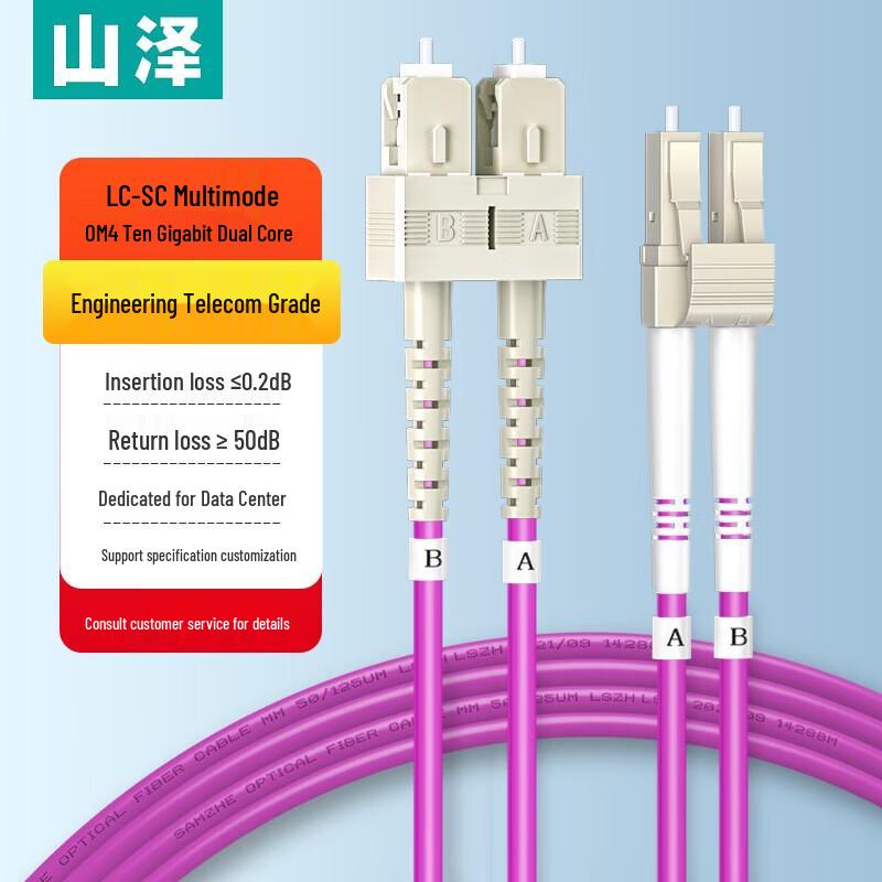 SAMZHE OM4 Armored LC-SC Fiber Optic Patch Cord