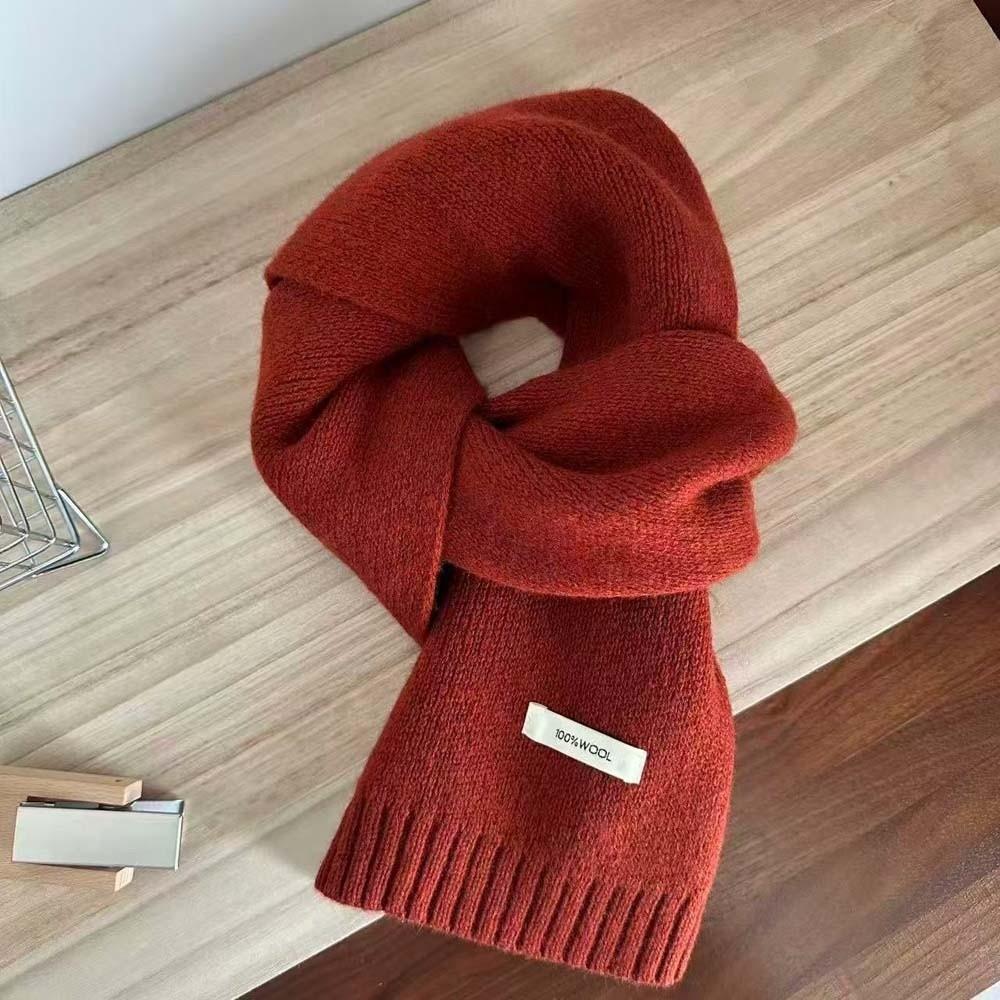 Solid Color Knitting Wool Scarf Cold-proof Winter Warmer Scarf Long Thickened Neckscarf Autumn