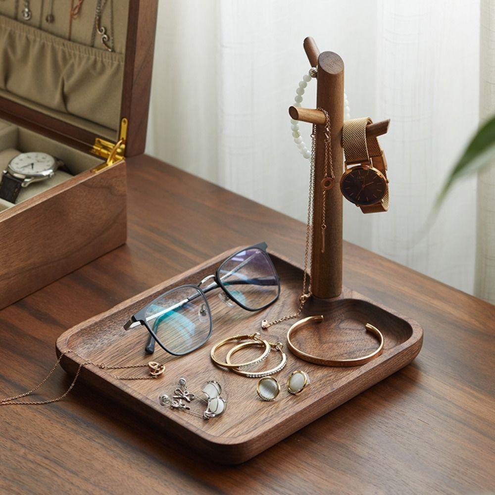 for Desktop, Hallway Beech/Walnut Storage Rack Desk Organizer Jewelry Display Stand Storage Tray