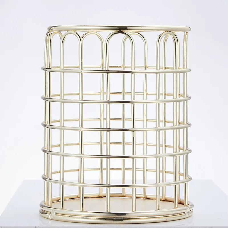 Настольный держатель для ручек, офисный школьный футляр для хранения, металлический, золотой, розовый, золотой ящик, настольная ручка, органайзер для карандашей, домашний декор, для хранения макияжа