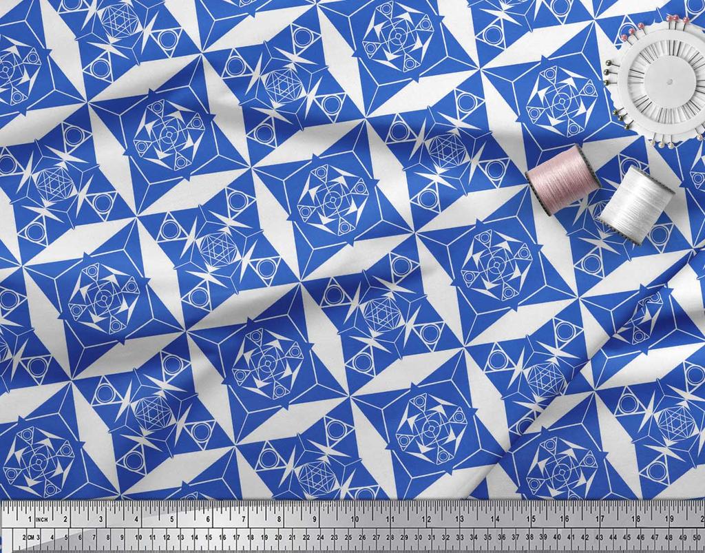 Soimoi Черная японская креп-сатиновая ткань с геометрическим звездным геометрическим принтом, ткань по метрам 42 дюйма