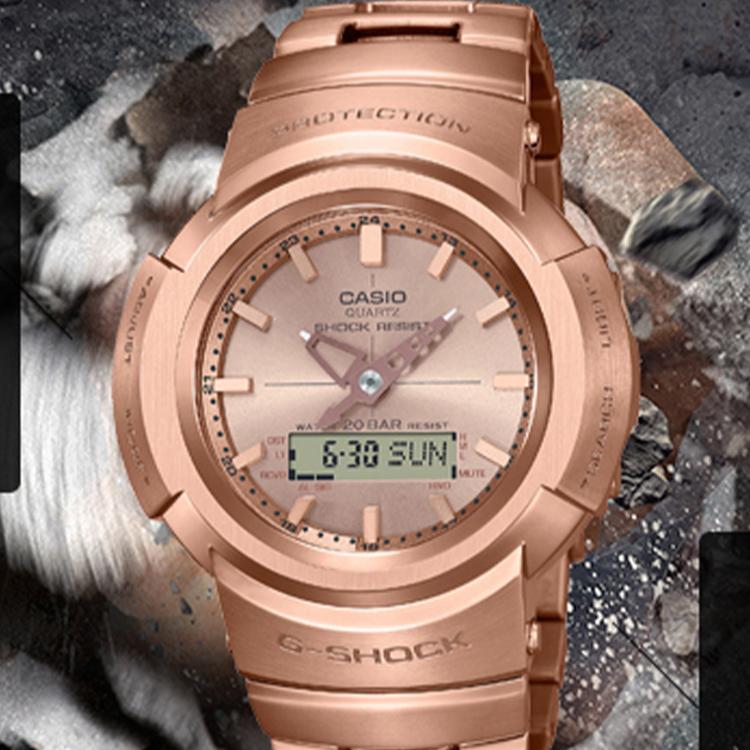 Casio Мужские Полностью Металлические Часы Серии Золотой AWM-500GD-4APR