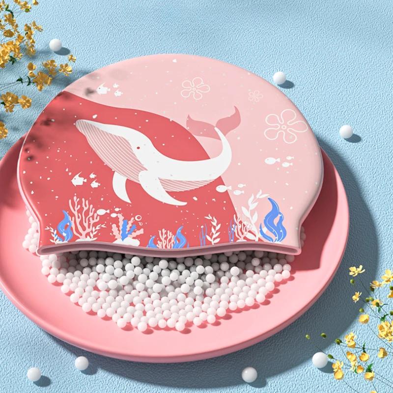 Силиконовые шапочки для плавания для мальчиков и девочек, милые шапочки для плавания с героями мультфильмов, удобная защита ушей, детская шапочка для плавания, аксессуары для бассейна