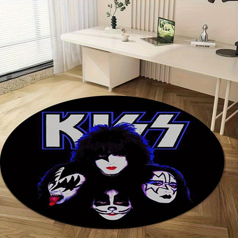 1 шт. Логотип группы Kiss Домашний Офис Уличный Круглый Ковер Подарок Декоративный Коврик-КоверRC2711