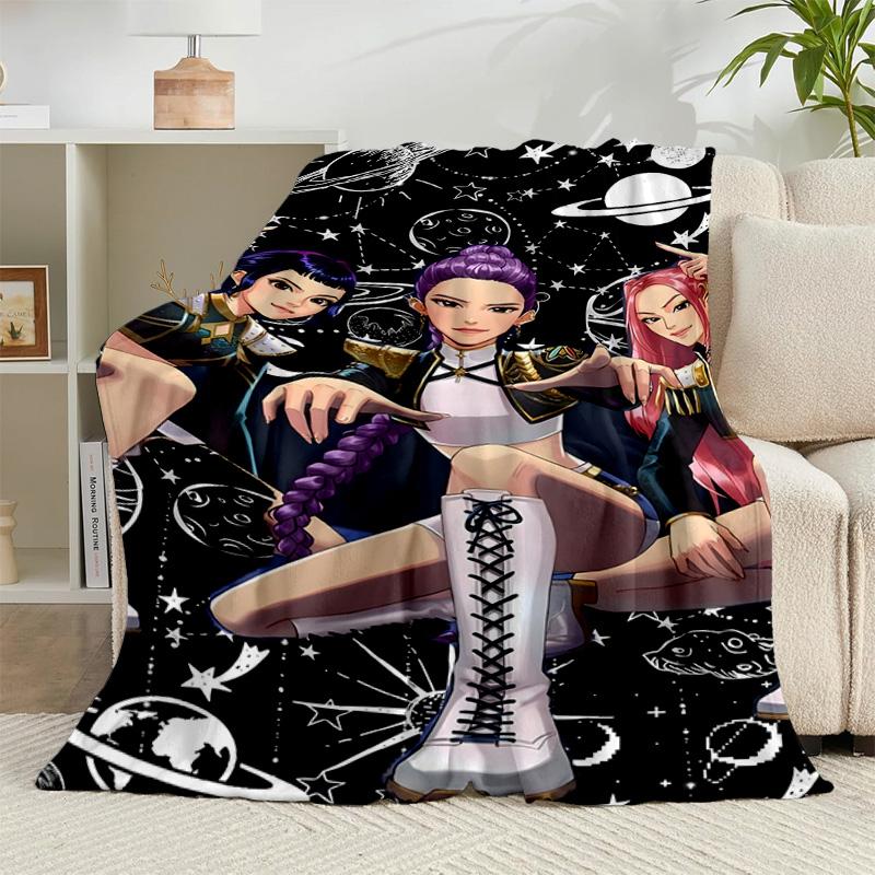 1PC Kpop cartoon Flannel Blanket Gift, Suitable for Both Men And Women, Soft Ideal for Beds And Sofa, Birthday Or Christmas Gift