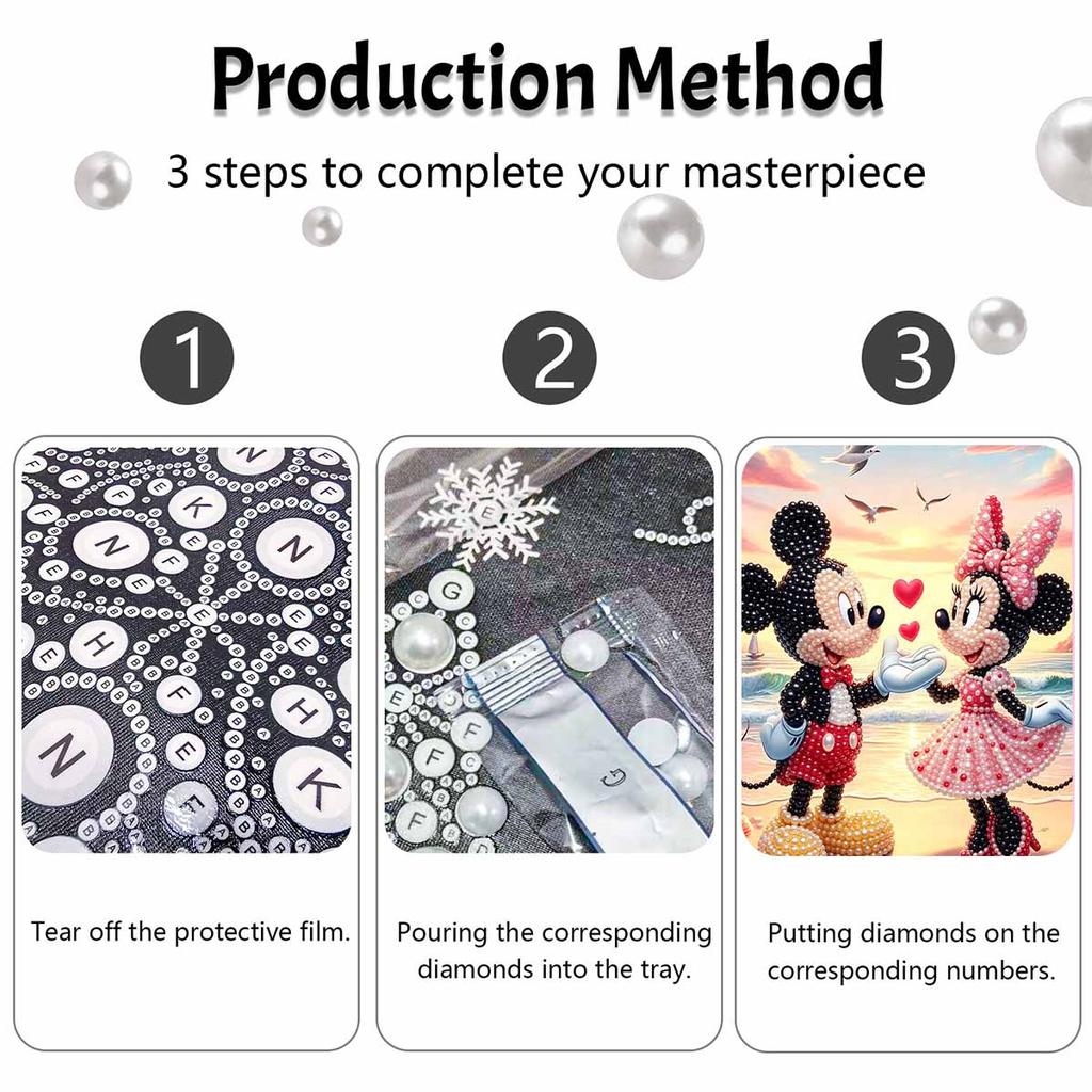 Disney Pearl Painting Handmade Mickey Minnie Love Beach Pearl Kit Home Decoration Painting
