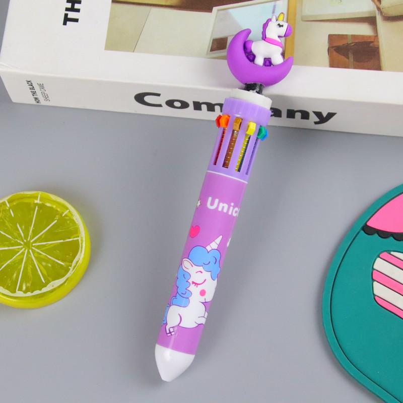 Cartoon Multi-Color Ballpoint Pen - 10 Colors for Cute Graffiti and Art, Ideal for Students