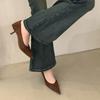 French Vintage Style Pointed Toe Suede High Heels For Women Office Wear