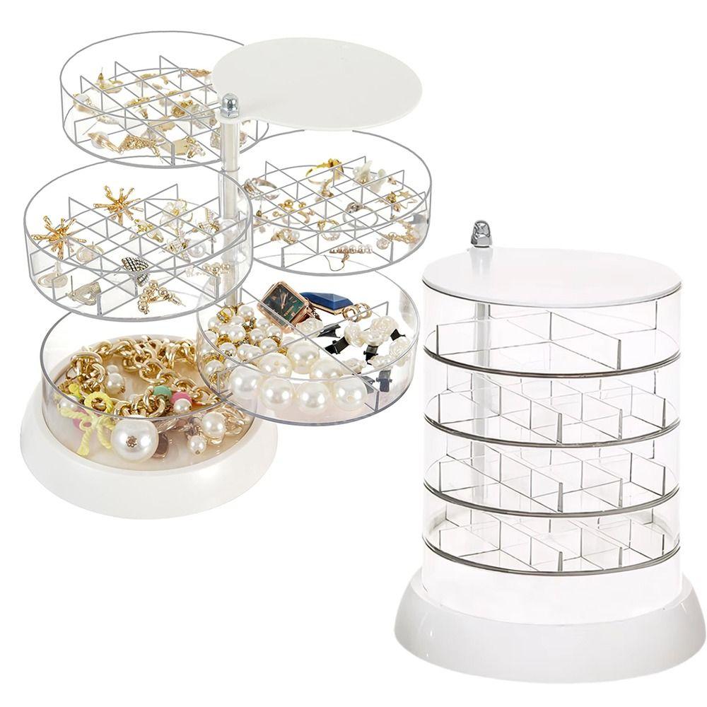Вращающийся на 360 градусов органайзер для хранения сережек из антиокислительного акрила для путешествий