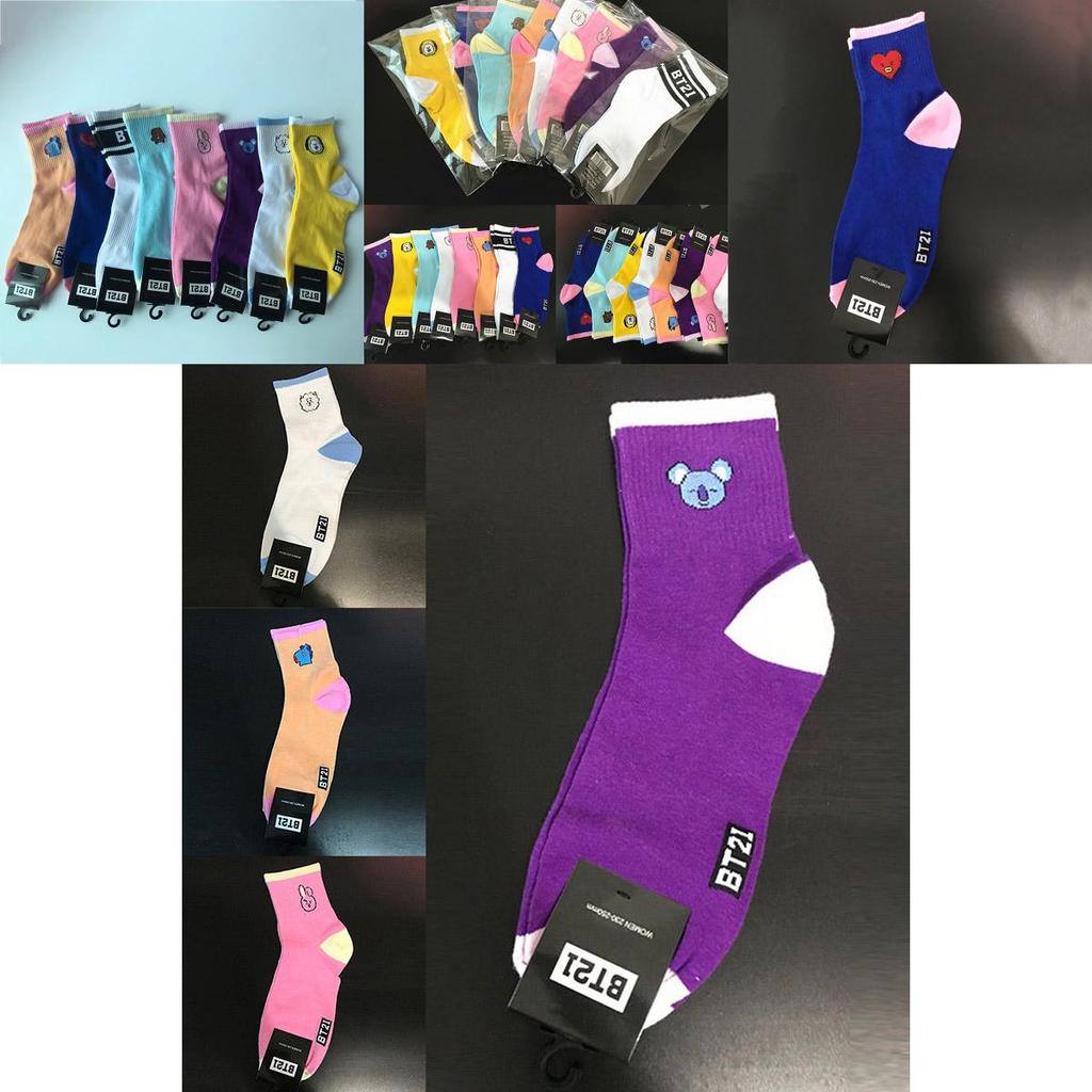 BTS Bangtan Kpop Мальчики Длинные Носки Мультяшная Кукла Chimmy Shooky Высокий Трикотаж