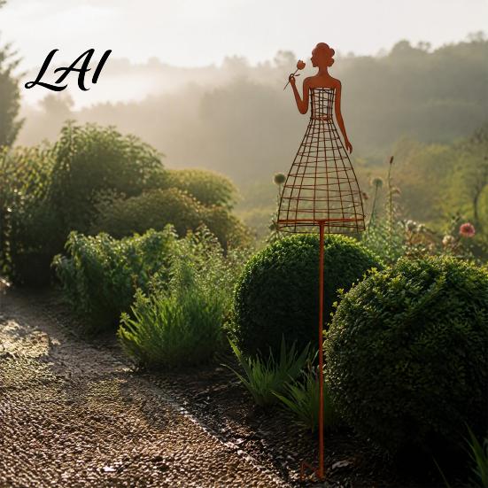 Romantic Garden Decor Metal Elegant Lady Trellis for Climbing Plants Weatherproof Plant Support Stake Sculpture Flowers Decorative Woman Silhouette