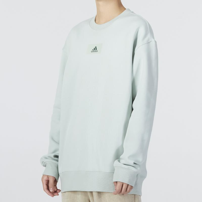 adidas Сплошной принт с небольшим логотипом, толстовка с круглым вырезом и длинными рукавами, мужские топы, светло-зеленый HK0394