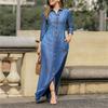 Autumn Elegant Women's Denim Dress Long Sleeve Buttons Shirt Long Dress Female Fashion Elegant Casual Ladies Clothes