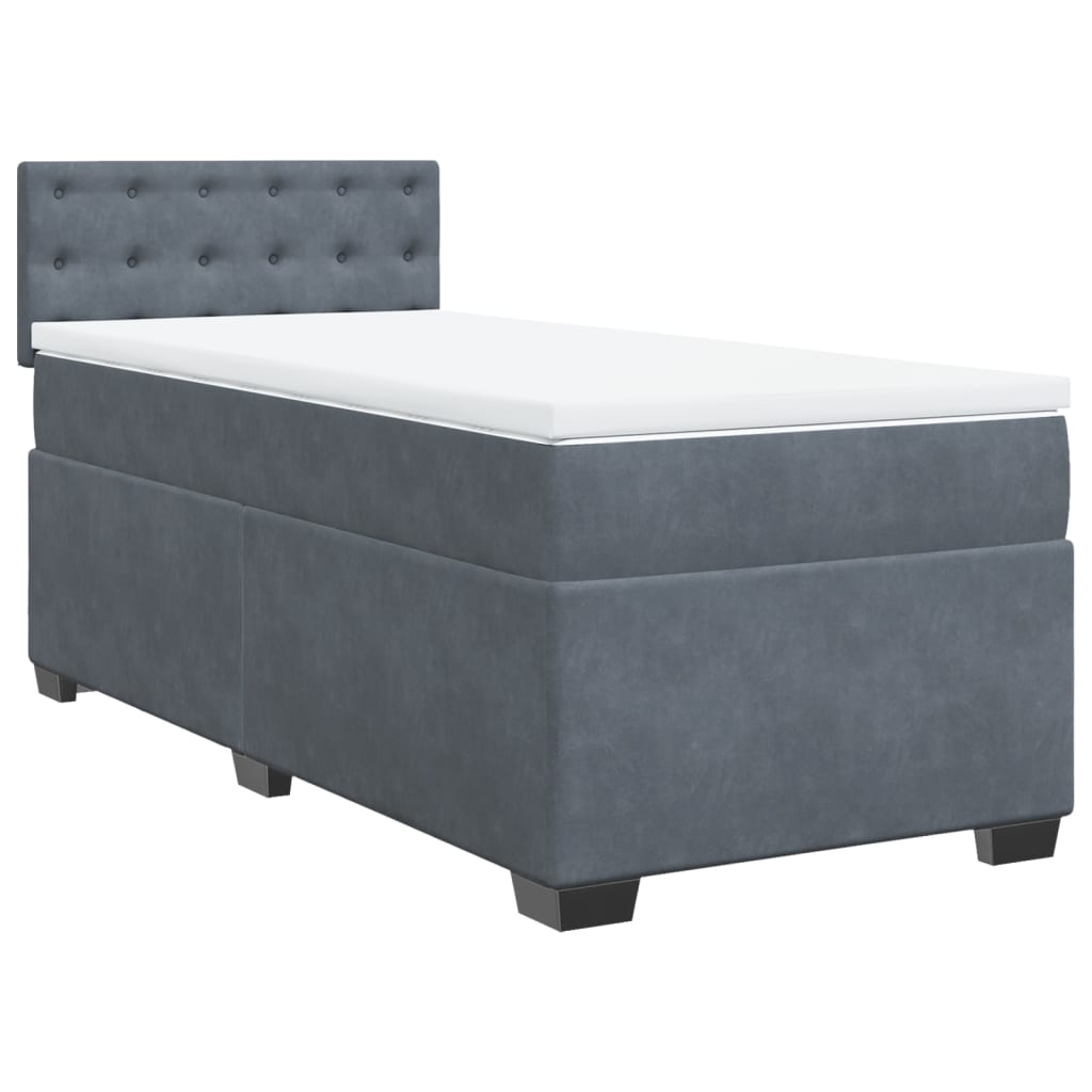 Box Spring Bed with Mattress Dark Gray 80 x 200 cm Velvet