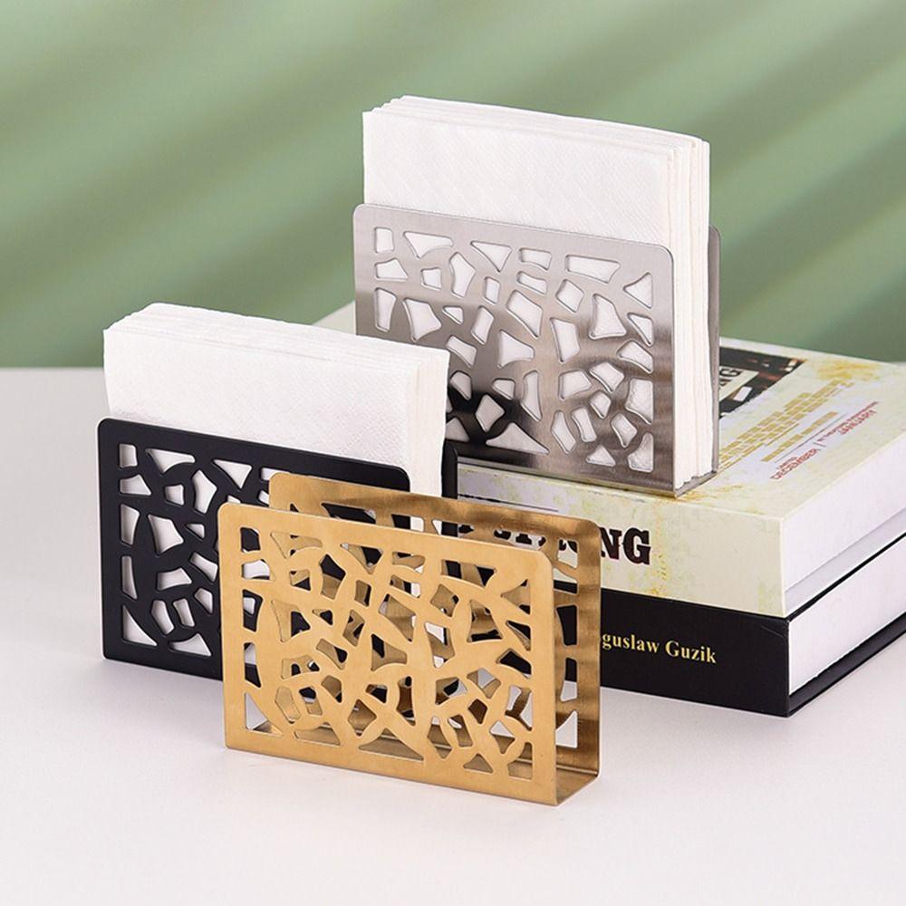 Modern Stainless Steel Napkin Holder Hollow Paper Storagerack Silver Paper Towel Holder  Kitchen