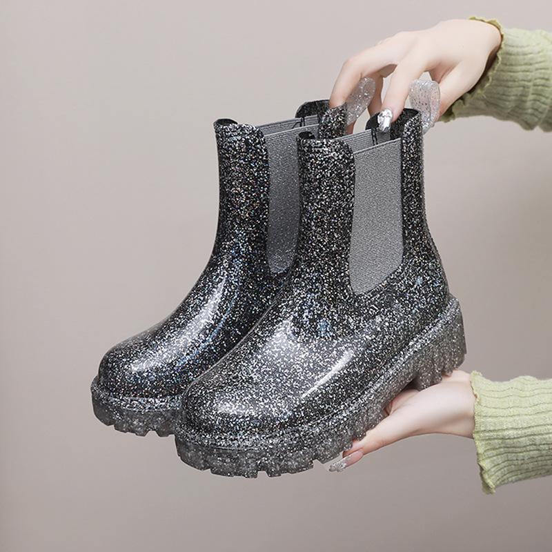 Women's Martin Rain Boots - New Style, Thick-Soled, Waterproof, Non-Slip, Short-Tube, Japanese Jelly Design