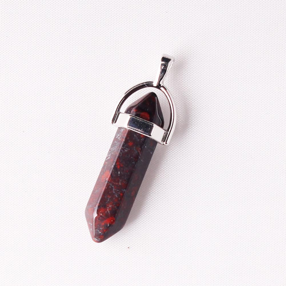 Hexagonal Agate Bullet Quartz Crystal Pendant Necklace