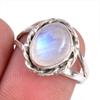 Natural Rainbow Moonstone Gemstone Handmade 925 Solid Silver Gift Ring S.7 J3p60