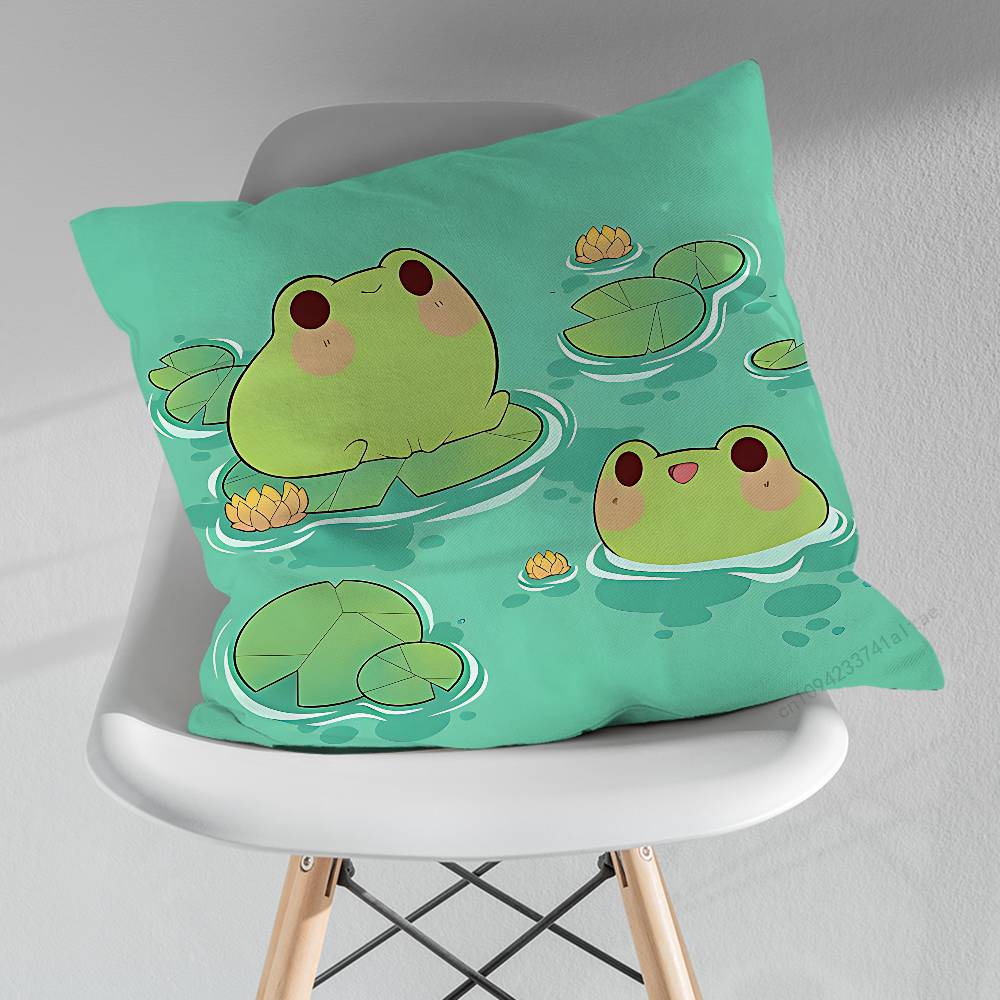 Cute Cartoon Art Frog Various Sizes Square Pillow Case For Car Home Bedchamber Decor Birthday Gift