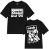 OASIS Live 25 Tour 2025 Vintage T-shirt Men's and Women's Casual Fashion Hip-hop Summer Print 100% Pure Cotton T-shirt