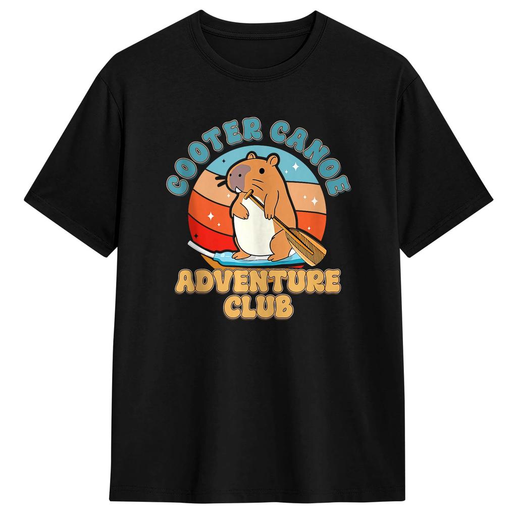 Beaver In A Canoe Funny Canoeing Tshirt Summer Pure Cotton T Shirts For Unisexs Printed Tee Shirt Short Sleeve Aesthetic Clothes
