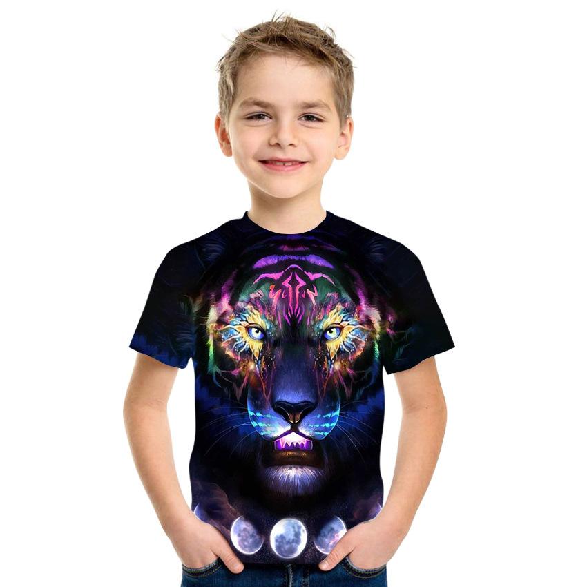Kids T-shirts Short Sleeve Funny Animals Children Shirt Casual Cartoon Clothes Boys Girls Tee Apparel