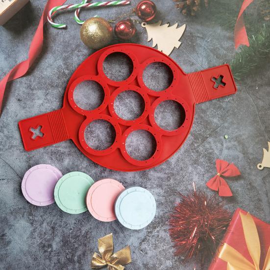 Кольцо для блинов Egg Ring Quick Release с антипригарным покрытием, устойчивое к высоким температурам, круглое, с длинной ручкой, 7 отверстий, многоразовое силиконовое, для приготовления блинов, принадлежности для выпечки