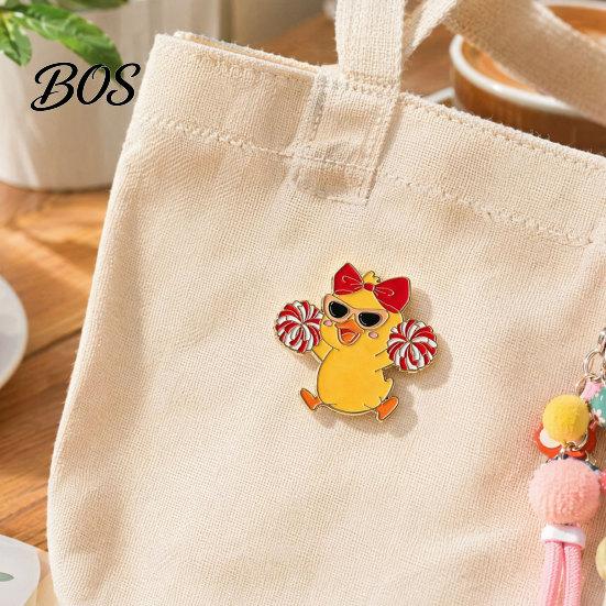 Enamel Brooch Technology Brooch, Cartoon Anime Cheerleading Duck Shape Pin, Small Sturdy Pin for School Uniforms Bags Daily Wear Student Party