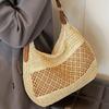 Пляжная соломенная сумка в праздничном стиле, женская, новая модная, плетеная сумка с прорезями, повседневная универсальная сумка через плечо, сумка-мессенджер, плетеная соломенная сумка-тоут для женщин