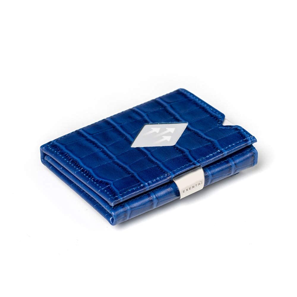 EXENTRI EXM505 Genuine Leather Mini Wallet with Coin RFID Compact Mini Cowhide Small Wallet for Men and Women Multi-Wallet Tri-Fold Purse, Blocking,