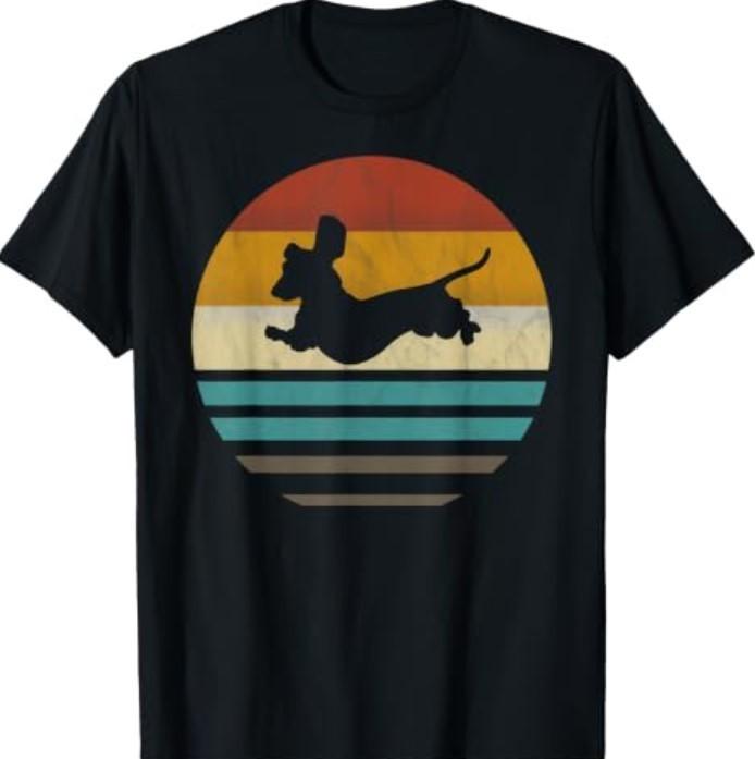 Dachshund Vintage Silhouette 60s 70s Retro Grunge Dog Lover T-Shirt