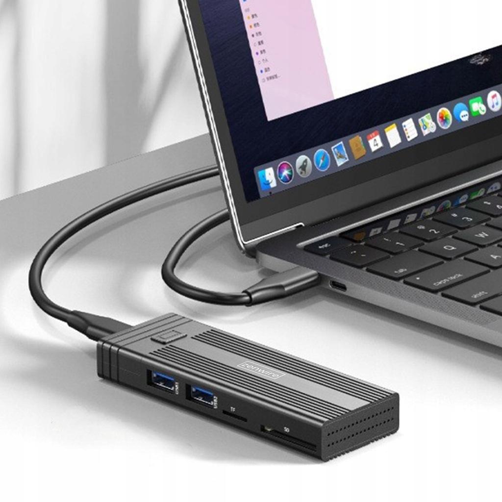 Obudowa Na Dysk Hub Usb-C 7W1 Ssd M.2 Nvme Pcie Sata Sd Adapter Kieszeń M2 Zenwire Hub63