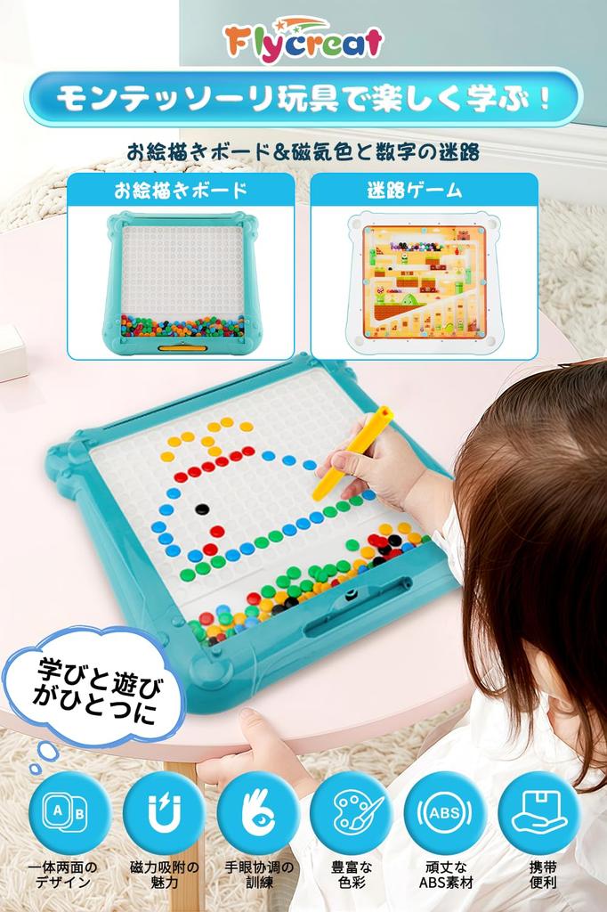Игрушка FlyCreat Drawing Board Magnetic Board - развивающая игрушка Монтессори, магнитная доска, лабиринт с цветами и цифрами, игра на классификацию цветов, рисование.