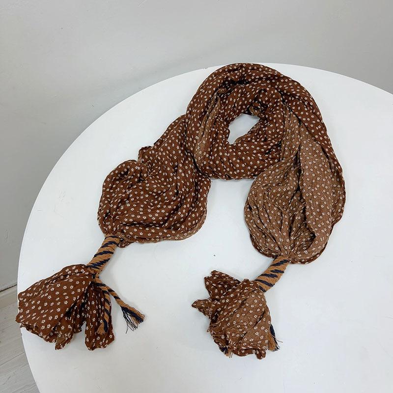 Retro Pleated Color Matching Gradual Change Scarf Soft Versatile Slender Silk Scarf Women'S Warm Neck Scarf Shawl