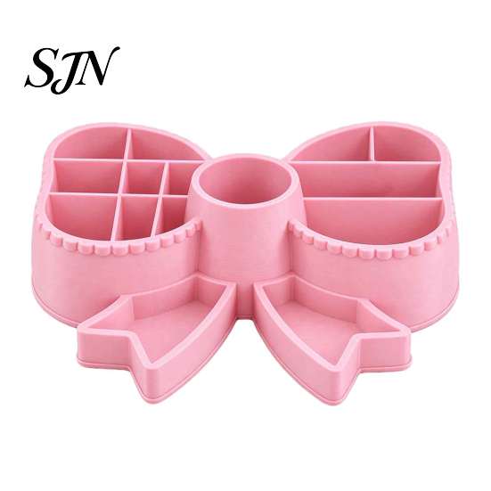Decorative Desktop Storage for Studio Cute Bow Pen Holder, 3D Printed Pencil Stand, Multi-compartment Desk Small Item Dressing Table Organizer