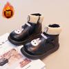 [Kids Cartoon Fleece Lined Ankle Boots Winter Warm Cotton Boots for Girls Toddler Martin Boots with Thick Sole]