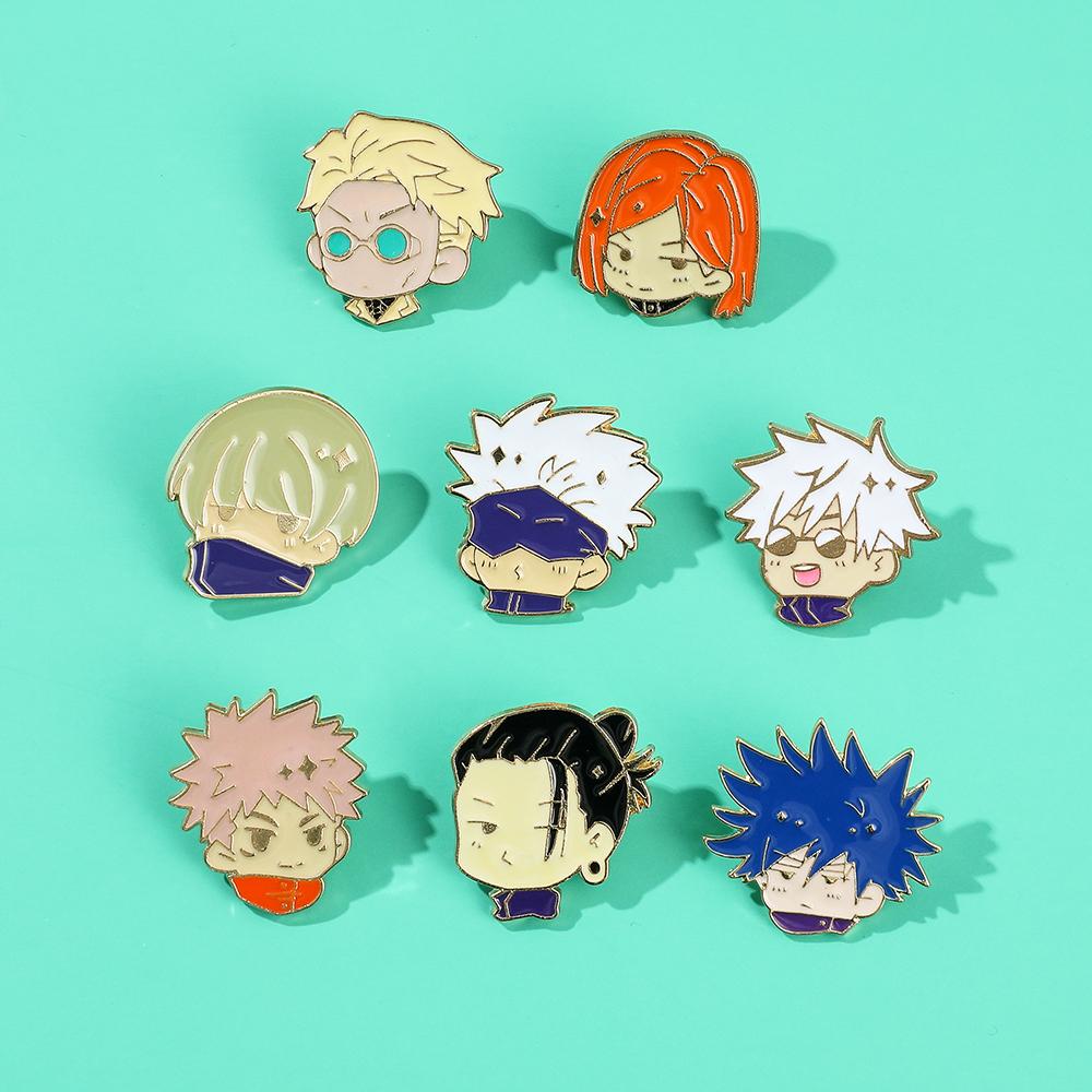 Anime Jujutsu Kaisen Alloy Brooch Metal Badge Cartoon Accessories Gojo Satoru Itadori Yuji Geto Suguru Cosplay Gift Collection