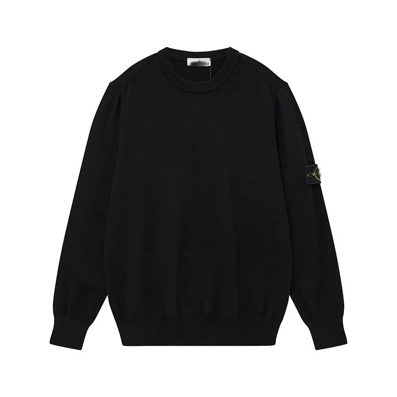 STONE Унисекс Кардиган на молнии с воротником-стойкой и нашивкой Вязаный свитер для осени/зимы