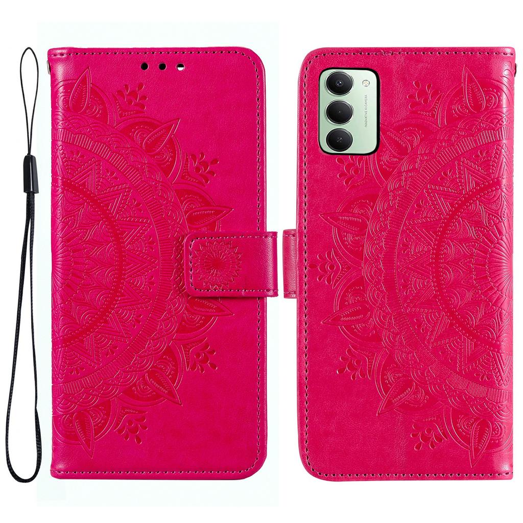 For Xiaomi Redmi 15 5G (EU) (171mm)/4G (EU) (171mm) Stand Case Imprinted Totem PU Leather Wallet Phone Cover with Wrist Strap