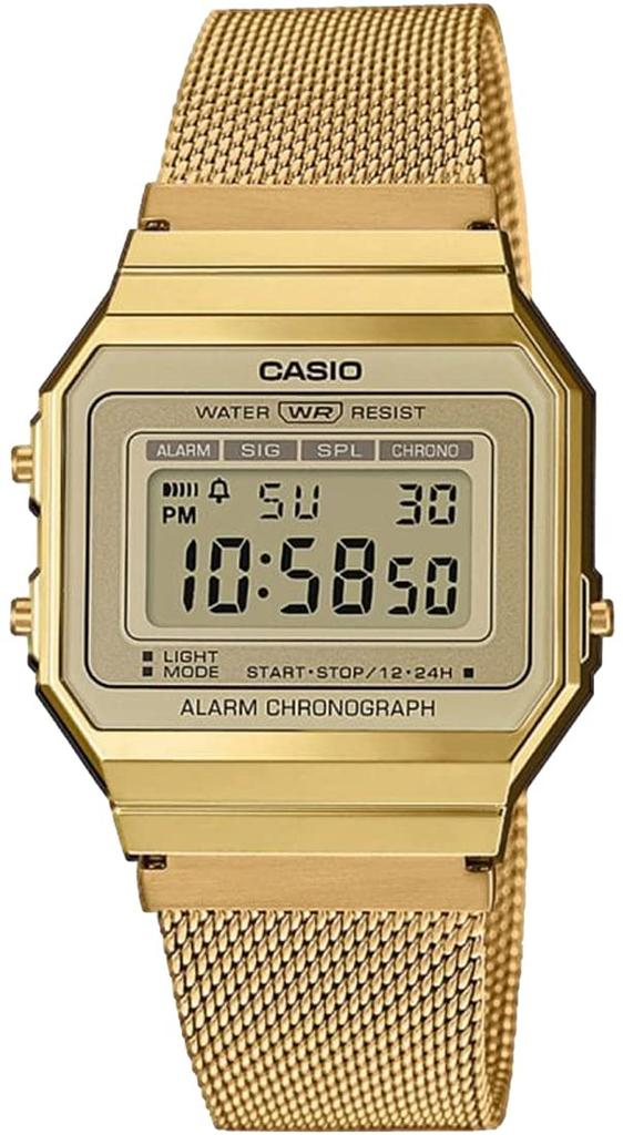 Casio Standard A700WMG-9A Watch for Men, Women, and Kids, Boys and Girls, Digital Date Display, Gold Mesh, Overseas Model [Parallel Import]