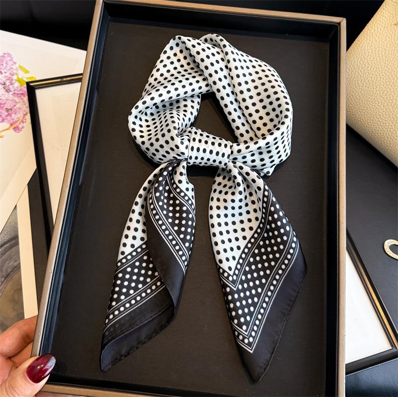 New Dot Pattern Silk Scarf Neckerchief Women's 70X70cm Square Kerchief Purse Luxury Scarf for Women Designer Silk Headscarf