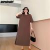 Plus Size Summer T-Shirt Dress Beach Women Cotton Pattern Print Loose Long Dresses 6693